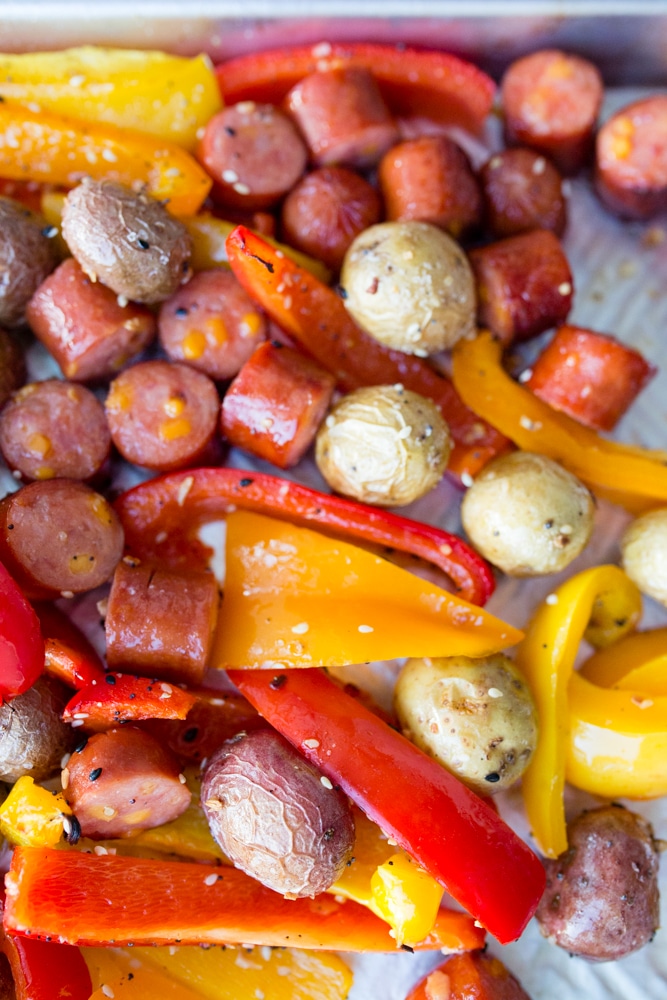 Sausage potato pepper sheet pan dinner