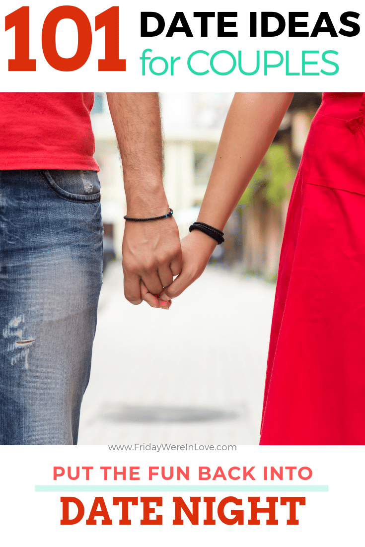 Couple holding hands with a 101 Date Ideas list. 