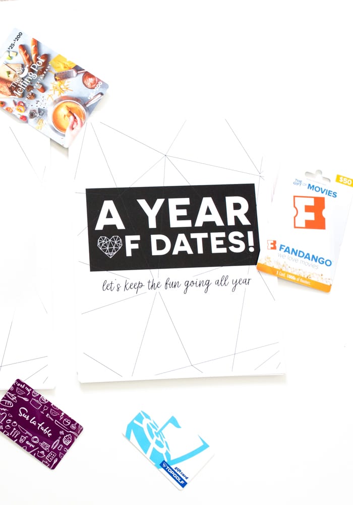 A year of dates gift with a free printable template. 