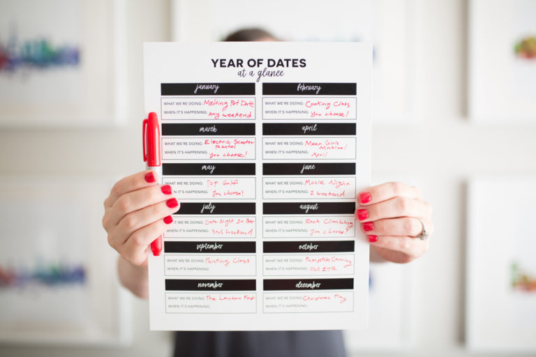 Year of Dates printable. 