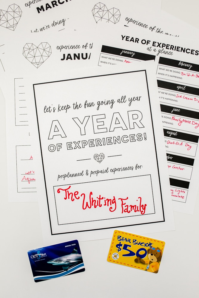 Experience Gifts for Kids: A Year of Experiences Free Printable