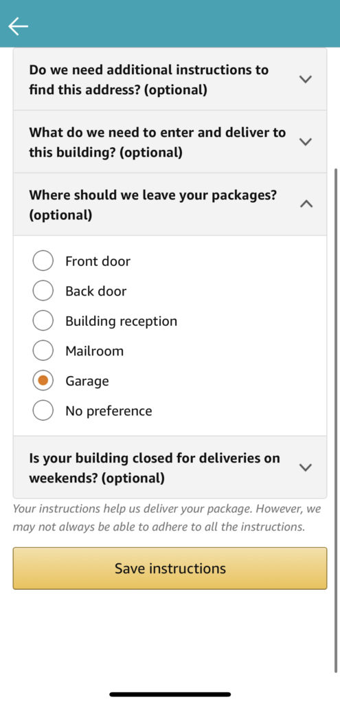 Amazon Garage Delivery