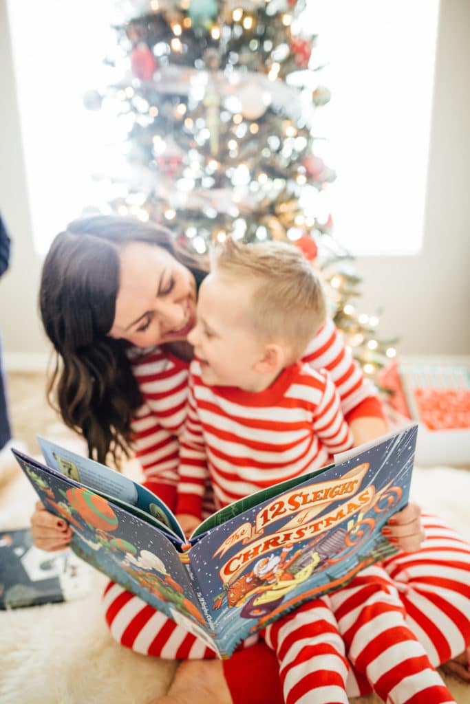 Reading Christmas books for kids together as a family. 