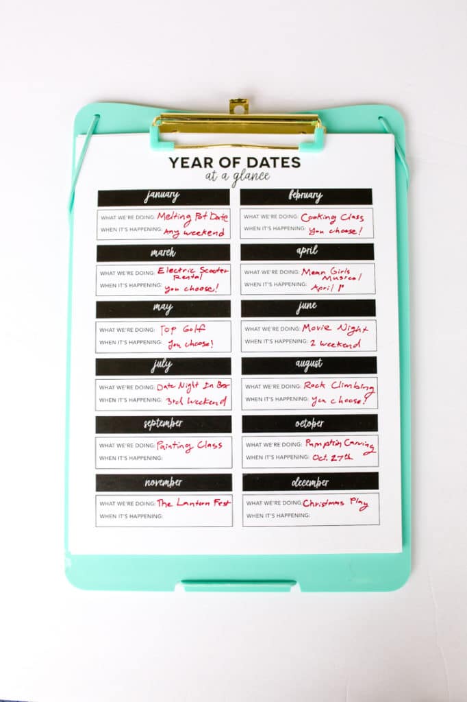 Year of Dates Clipboard Gift