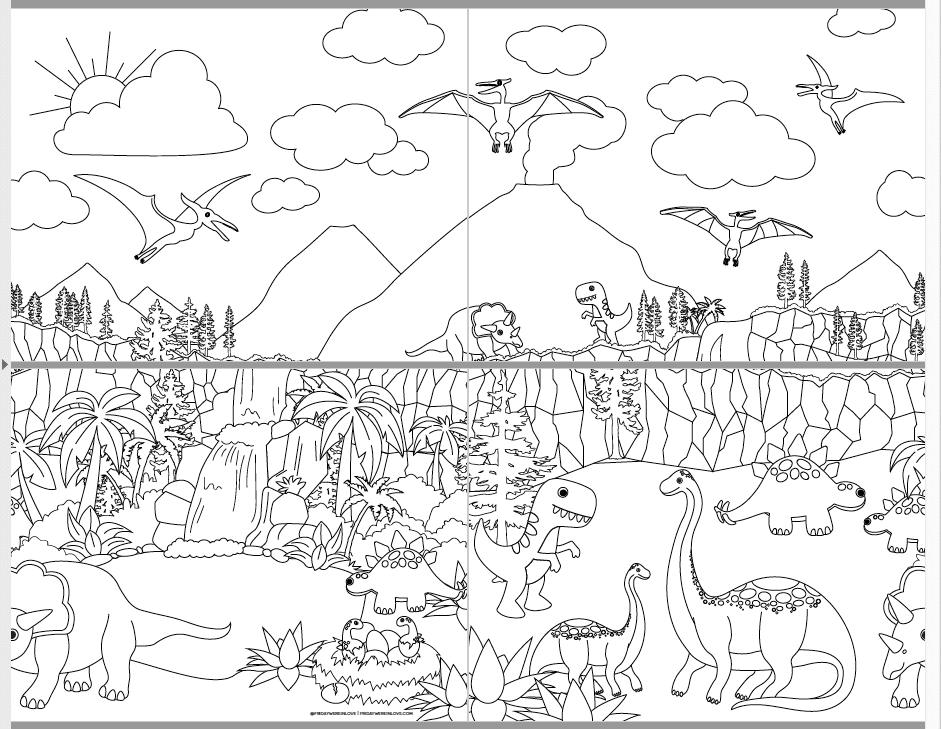 Print at Home Giant Coloring Pages dinosaurs