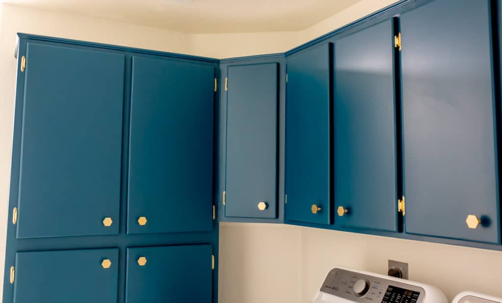 Blue green cabinets