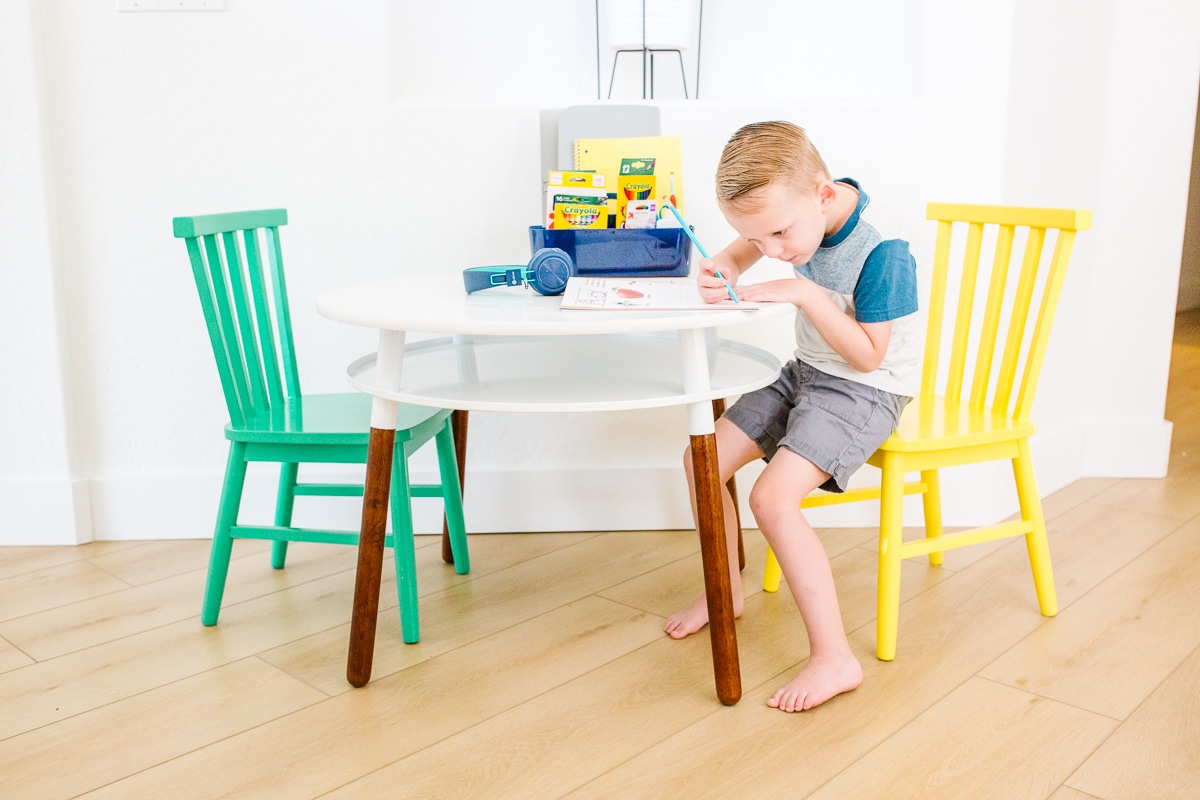 Toddler Activity Table and Creativity Activities Setup