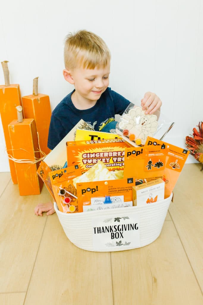 Thanksgiving Box with Thanksgiving activities for kids. 