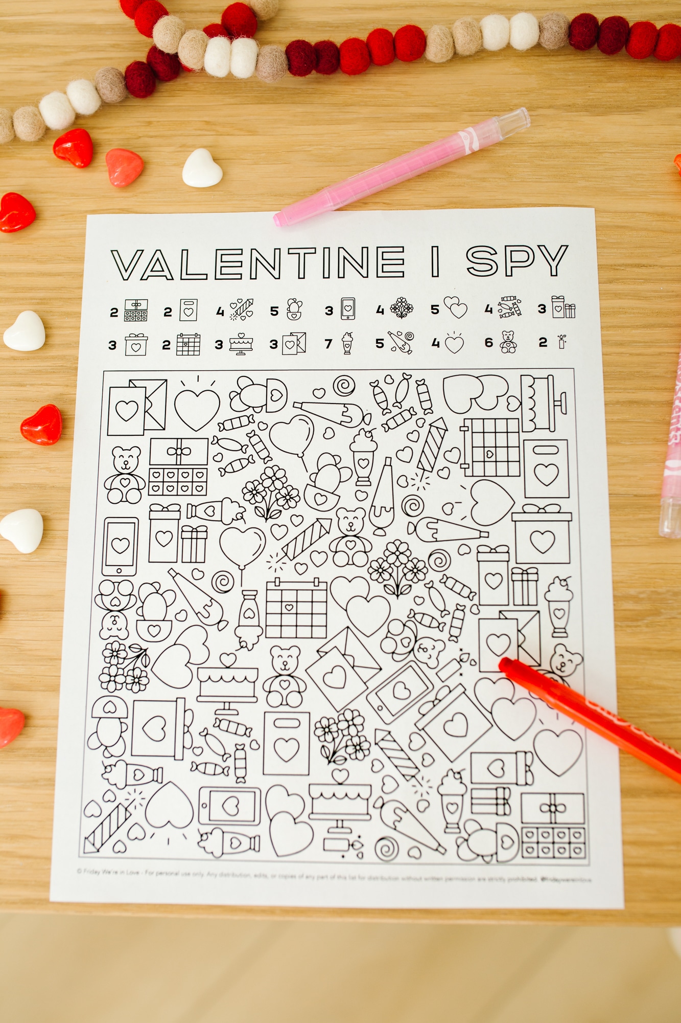 I Spy Valentines Printable Page. 