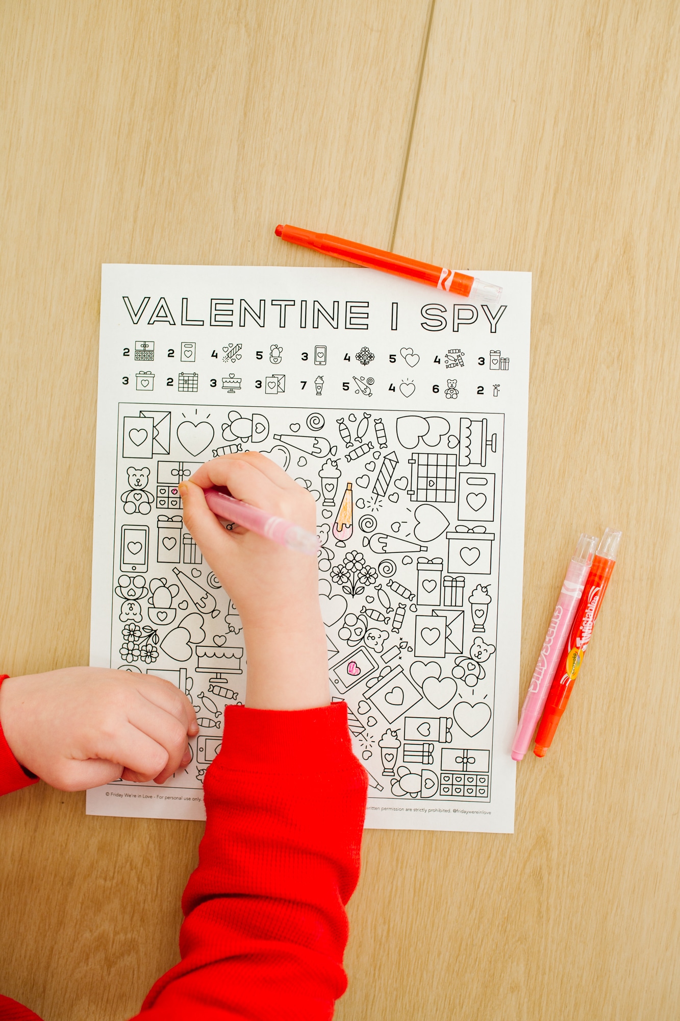 Valentine's Day I Spy Free Printable Download. 