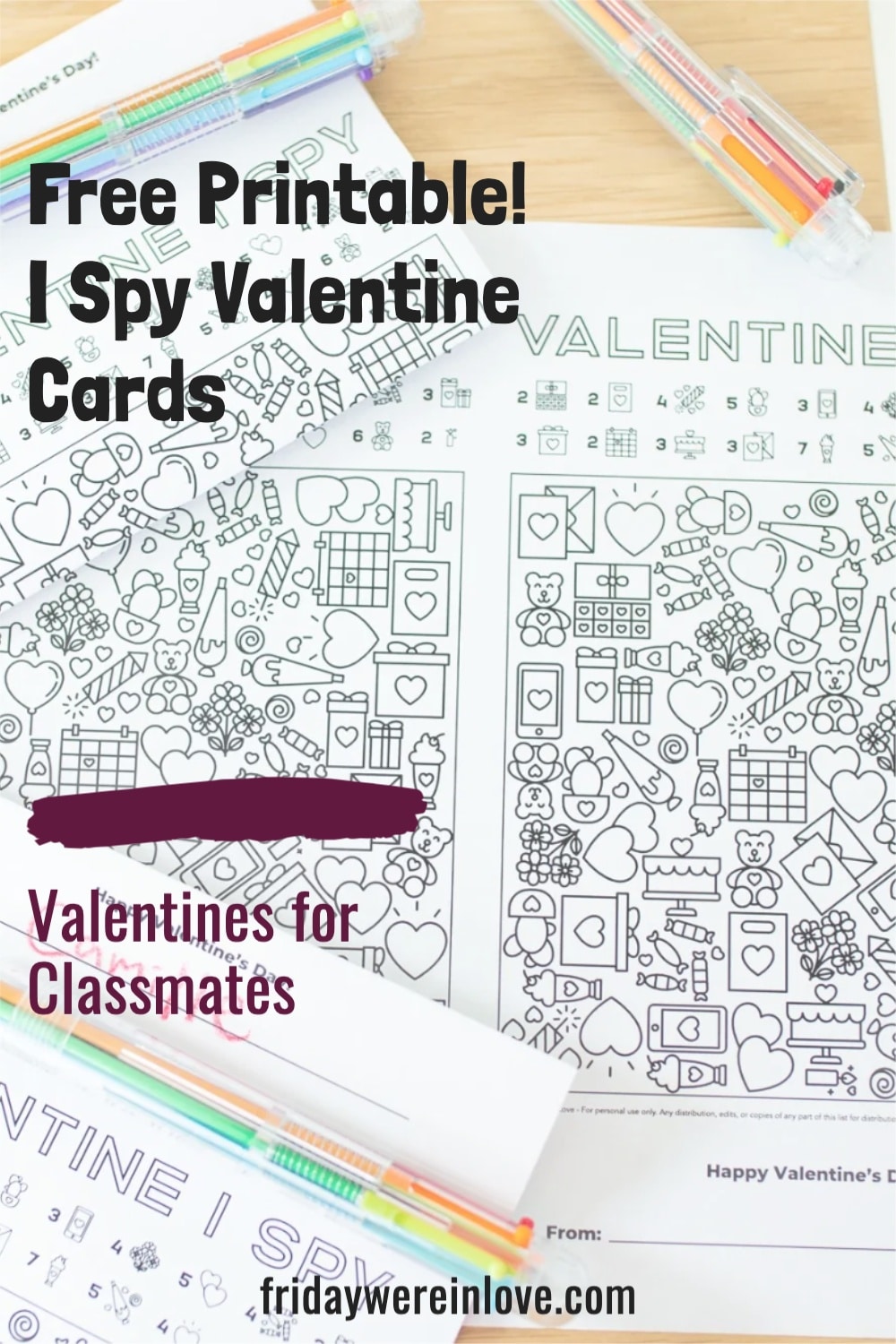 Valentines for Classmates: Printable Valentine Card - Friday We're In Love