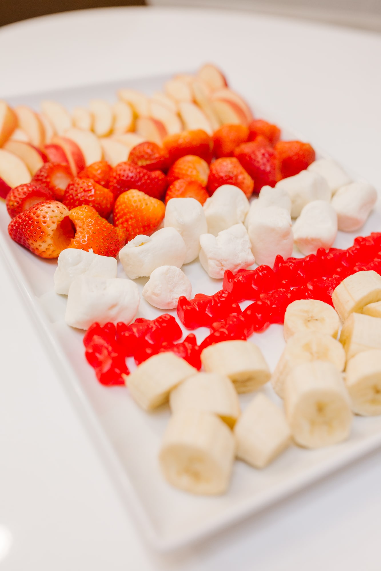 Chocolate fondue for a Valentine\'s Day fondue family dinner. 