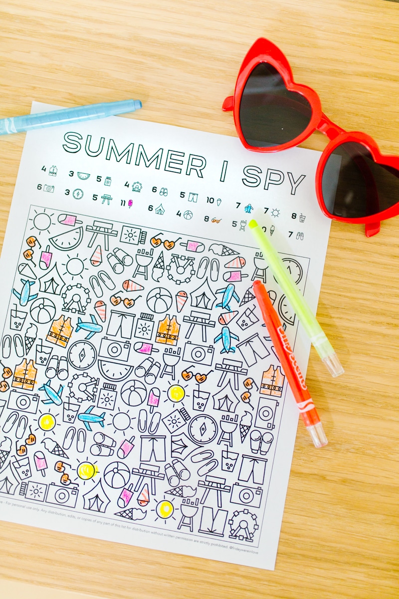 Summer I Spy Printable. 