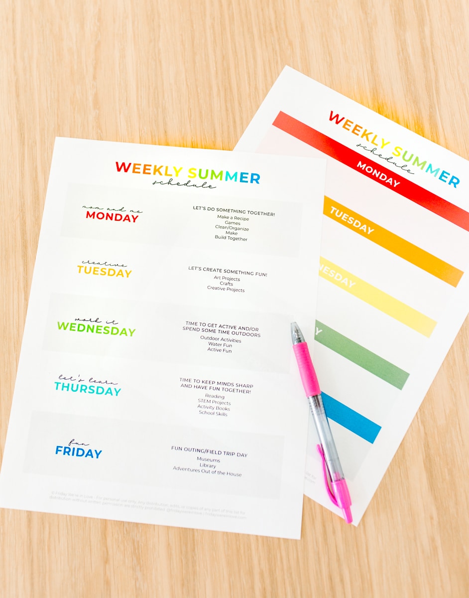 Summer Schedule for Kids with Free Printable - Friday We're In Love