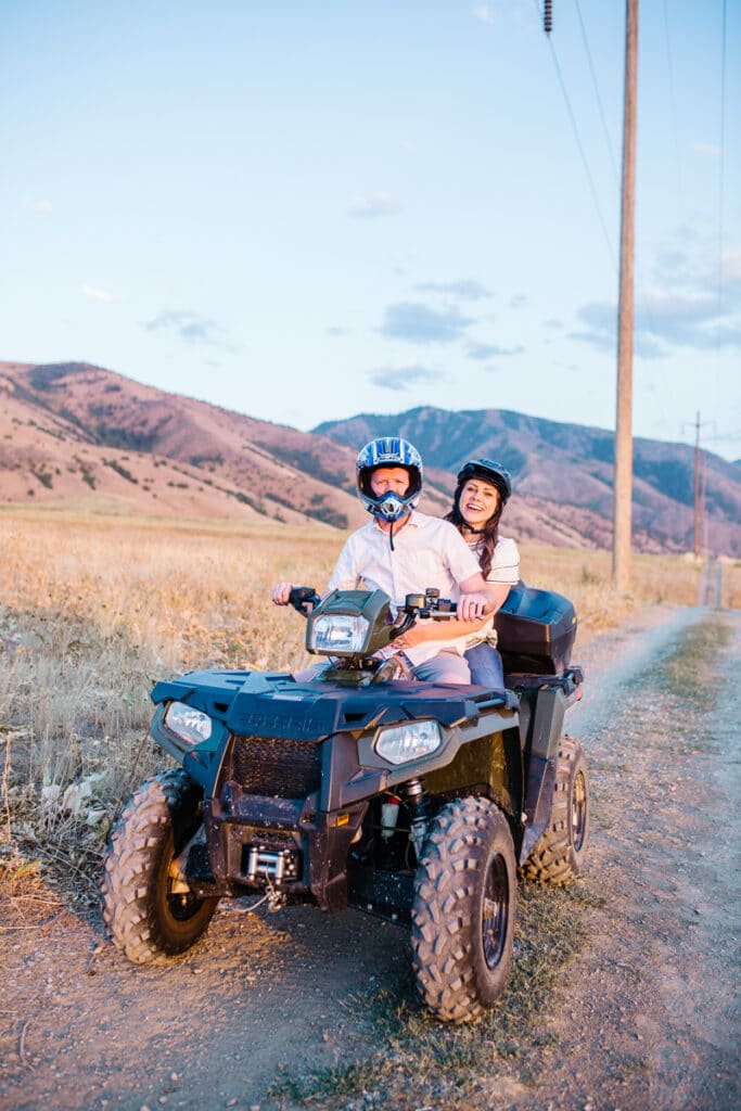 Couple trying 4 Wheeler Riding for date night. 