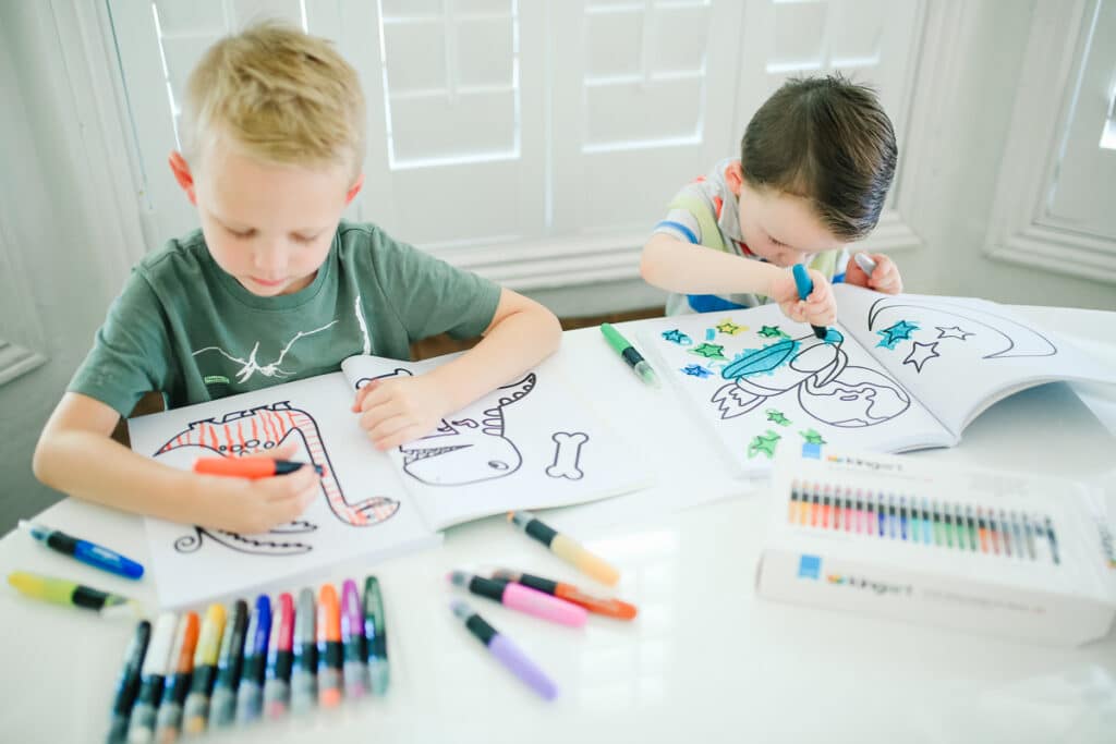 Kids using Gel Crayons. 