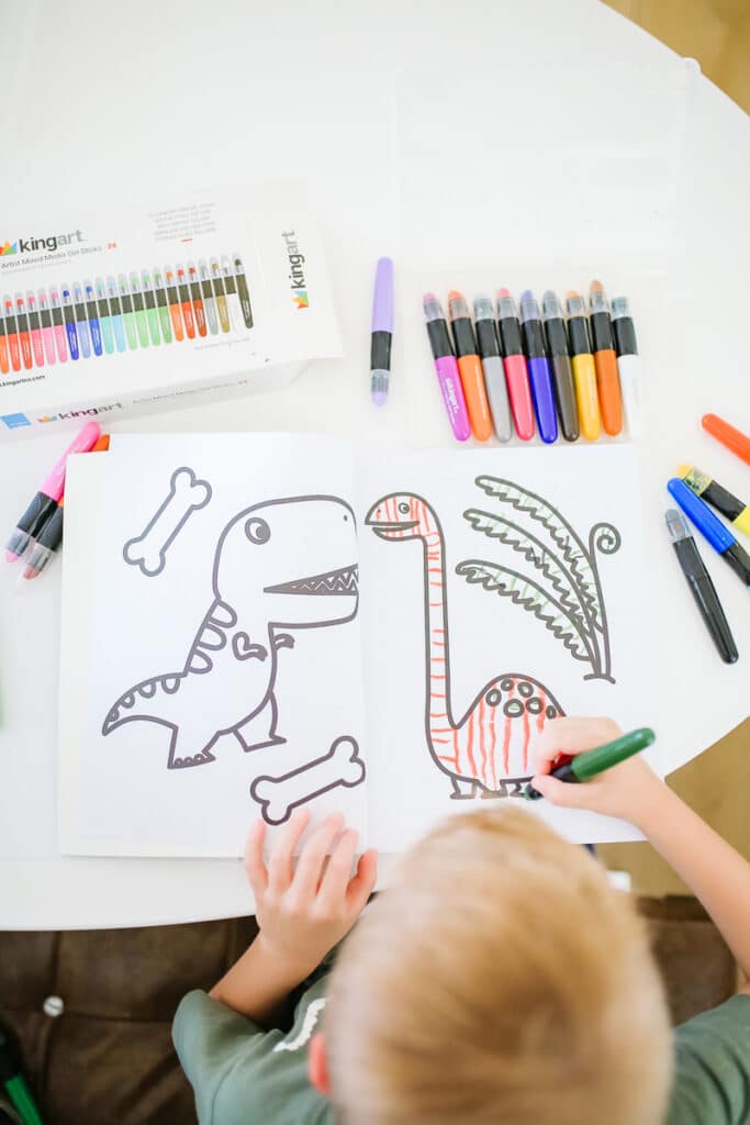  Drawing Supplies,Kids Paint with Dinosaur,Crayons for