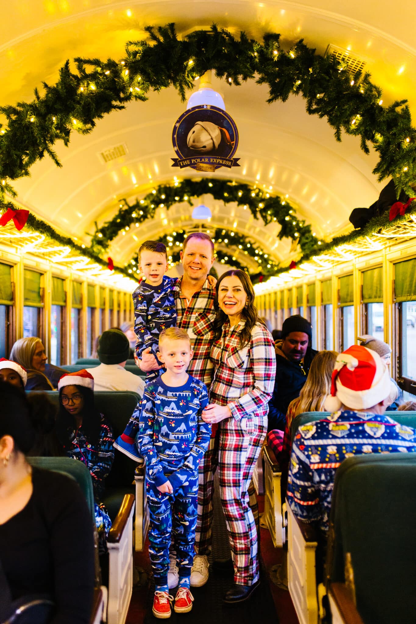 Family riding the Polar Express Arizona. 