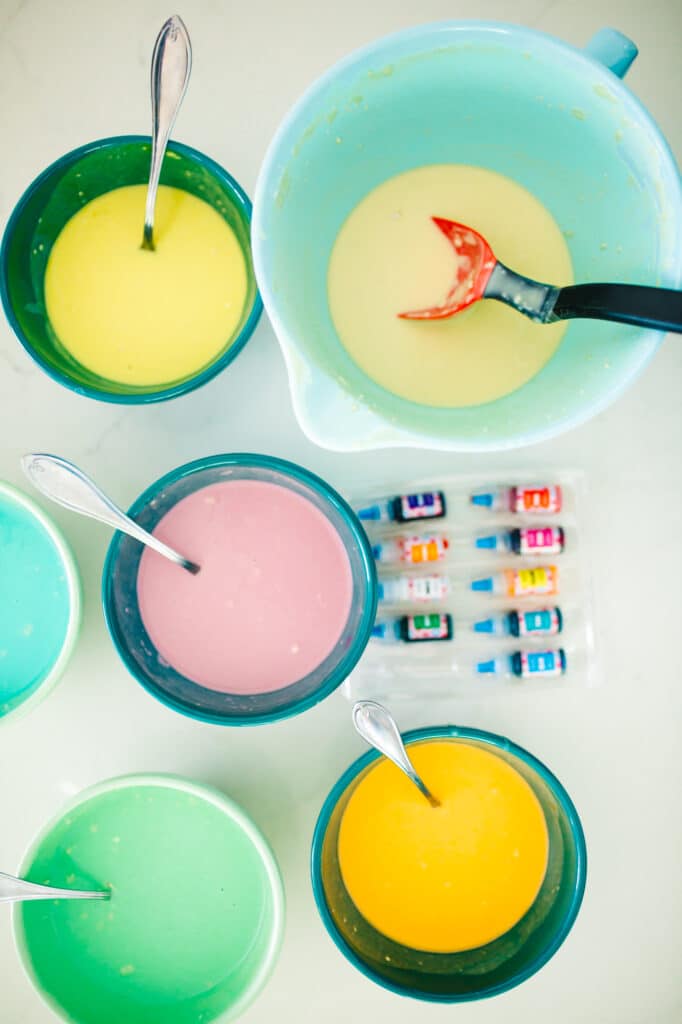 Coloring Pancakes for rainbow pancakes. 