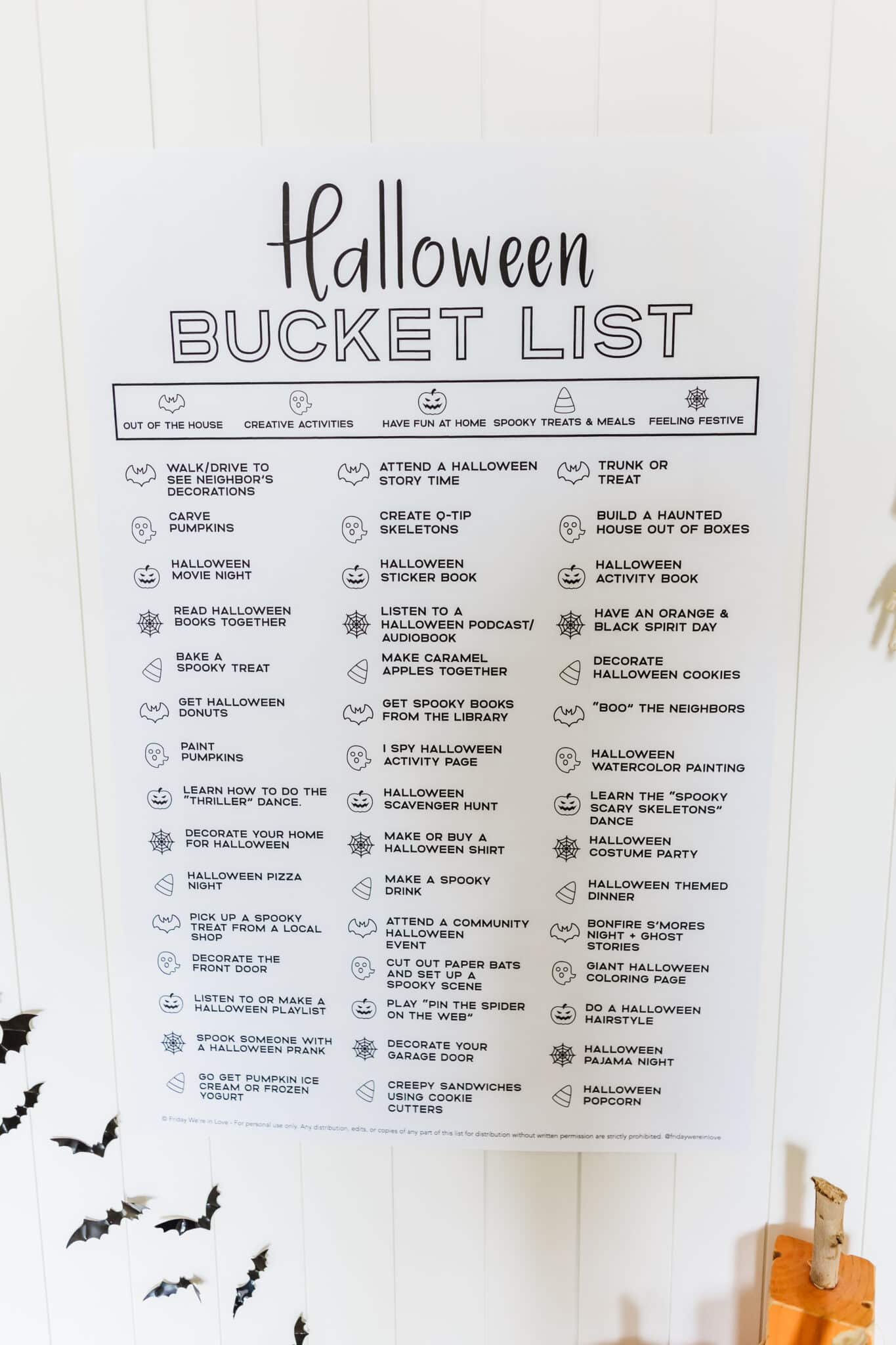 Halloween Bucket List FREE Printable