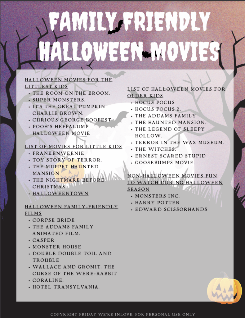 Halloween movies that are family friendly. 