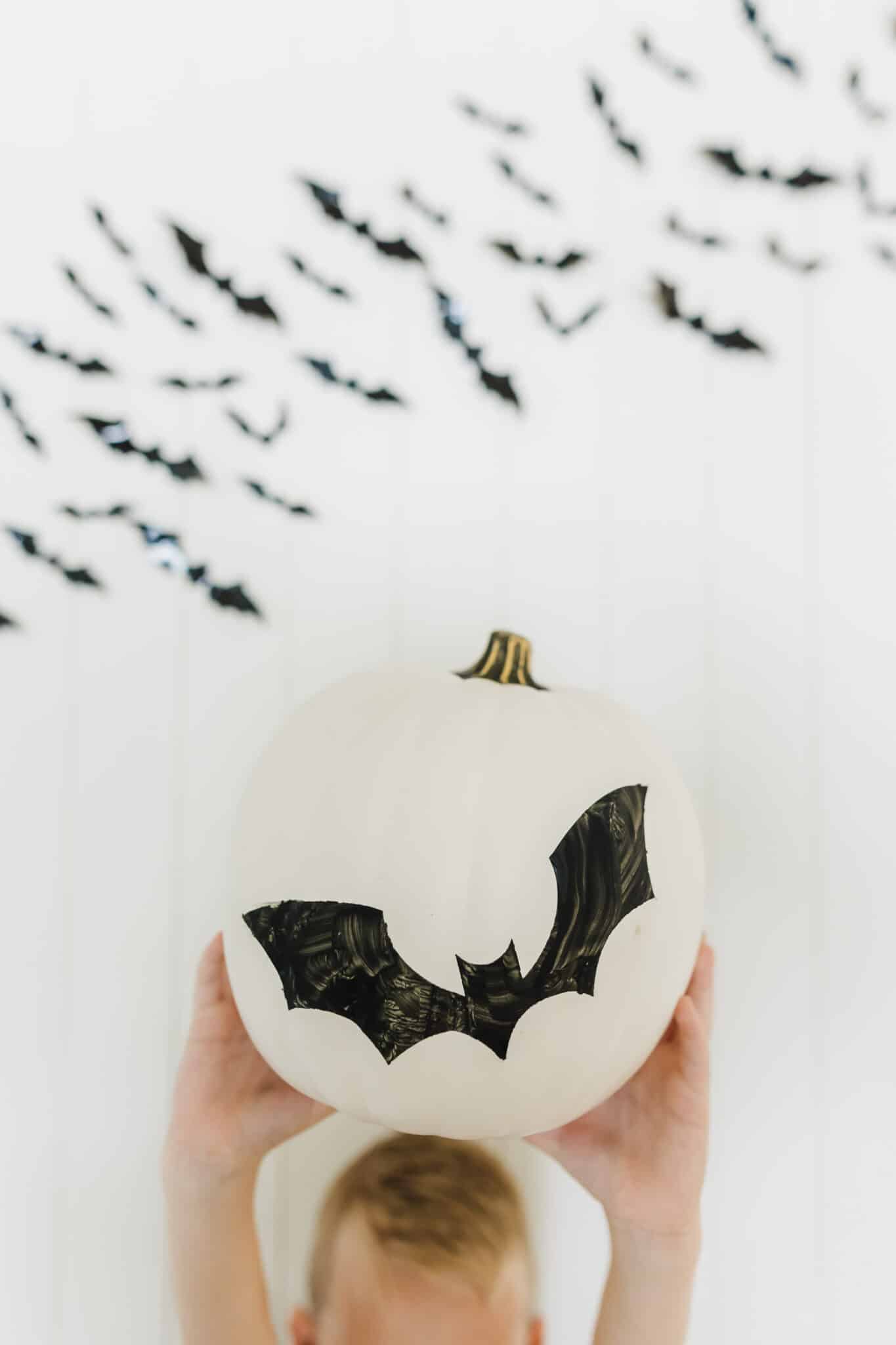 Pumpkin Painting Ideas for Kids, bat pumpkin stencil. 
