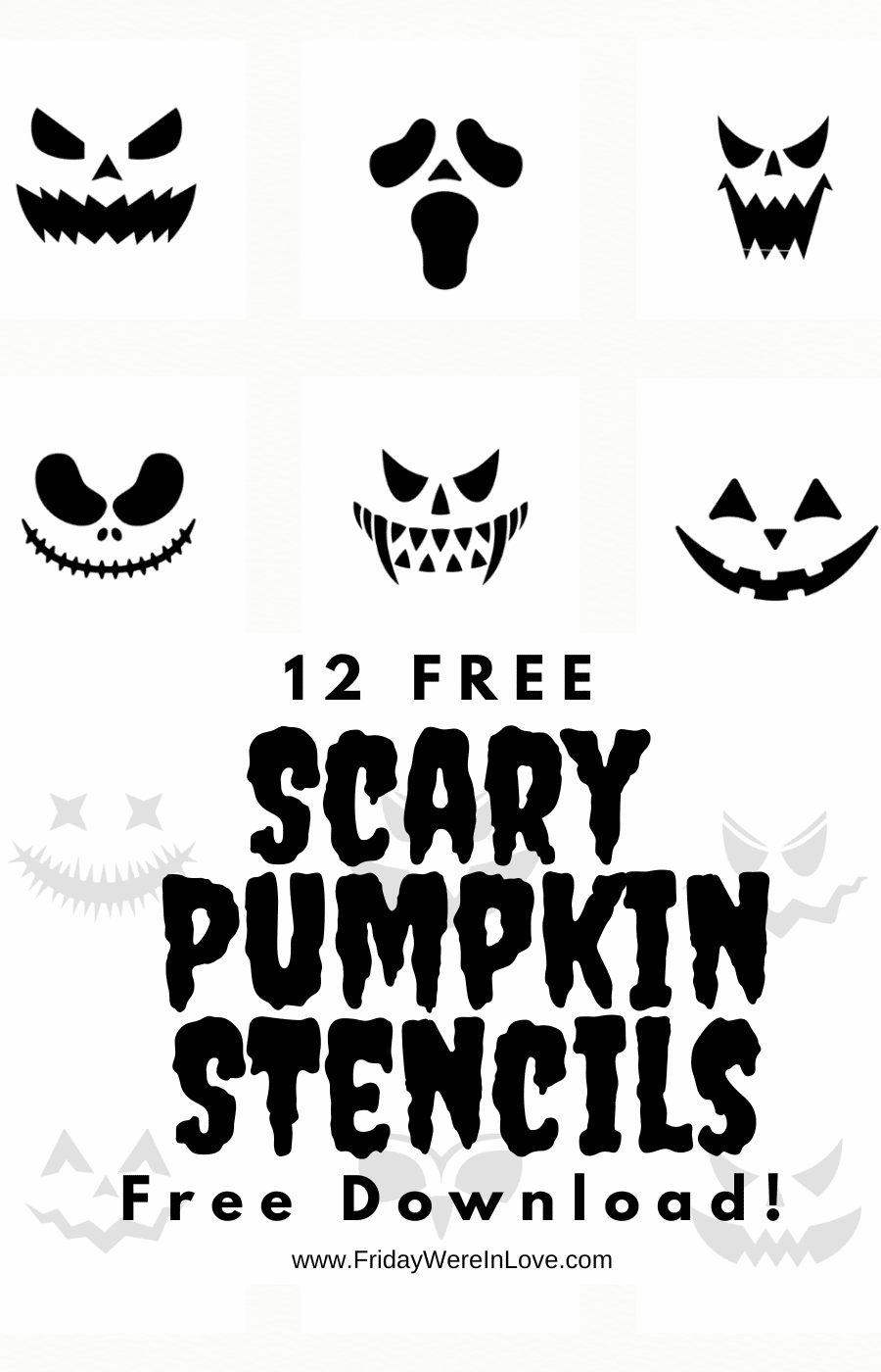 Scary Pumpkin Stencils: Free Printable! - Friday We're In Love