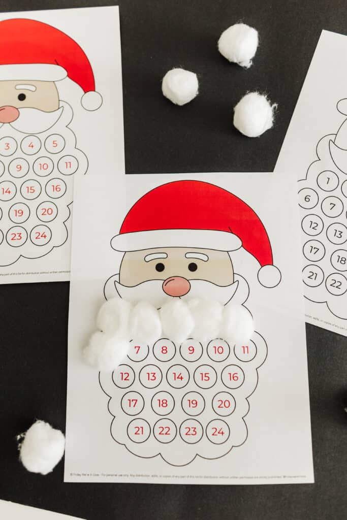 Santa Beard Countdown Printable