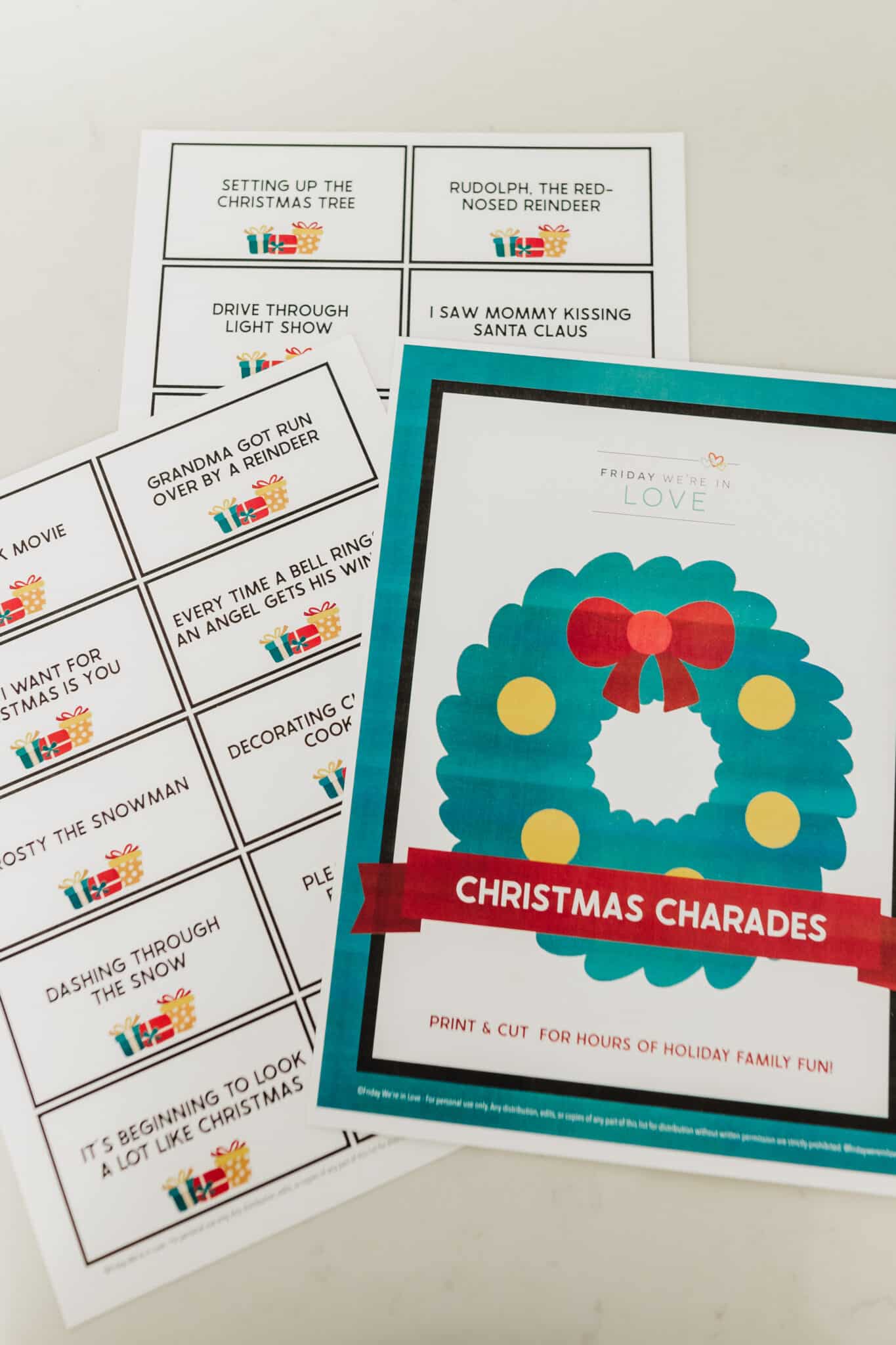Christmas Charades + Free Printable Game Cards!