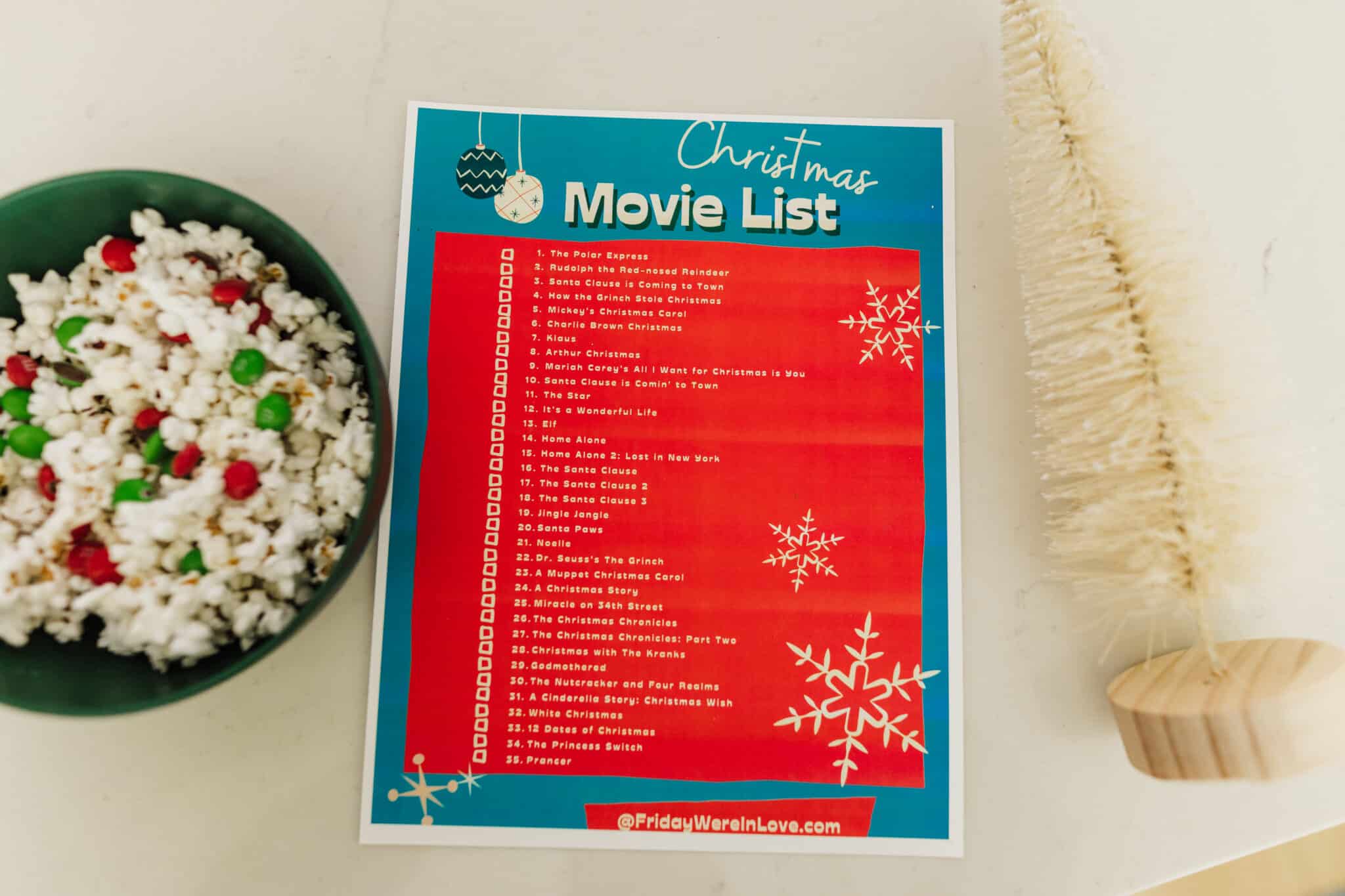 Christmas Movie List Printable Free Download. 