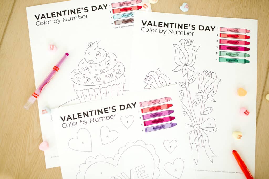 Color by Number Valentines