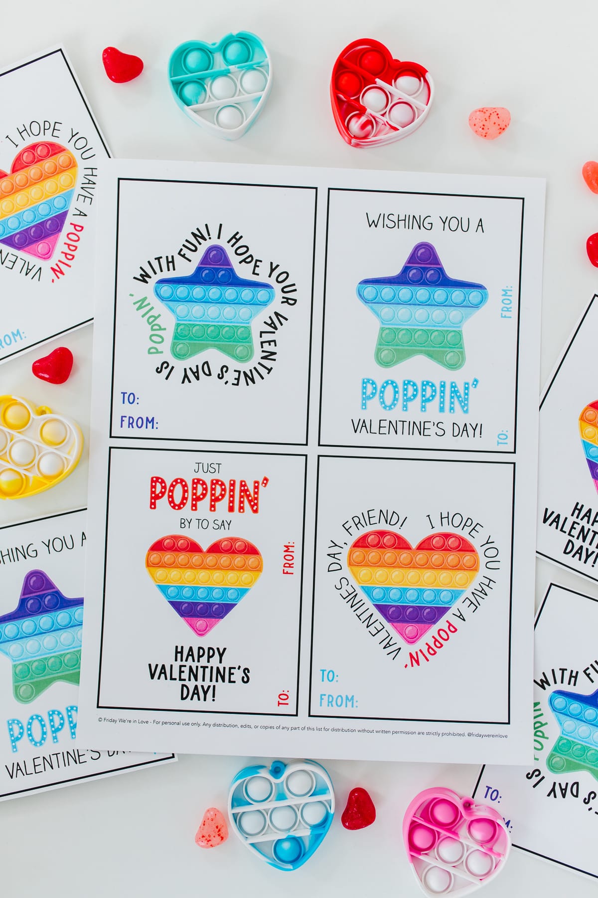 Pop It Valentine Printable free Valentine cards. 