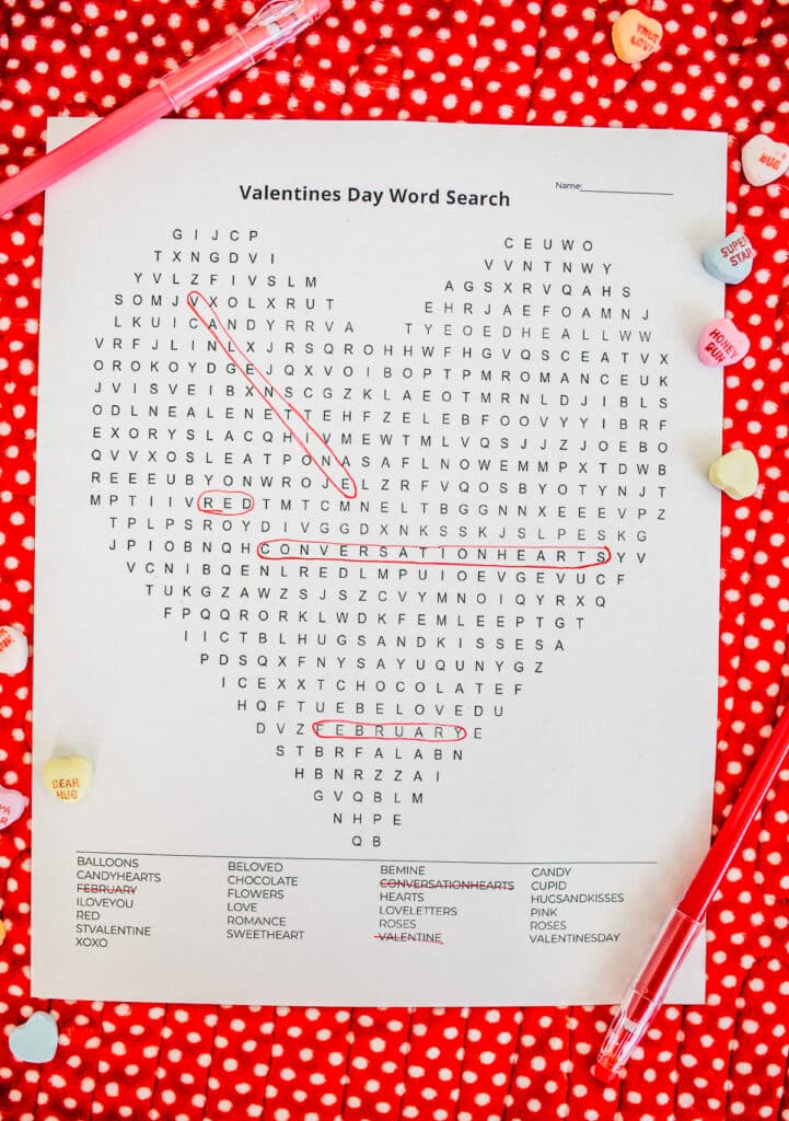 valentines word search free printable