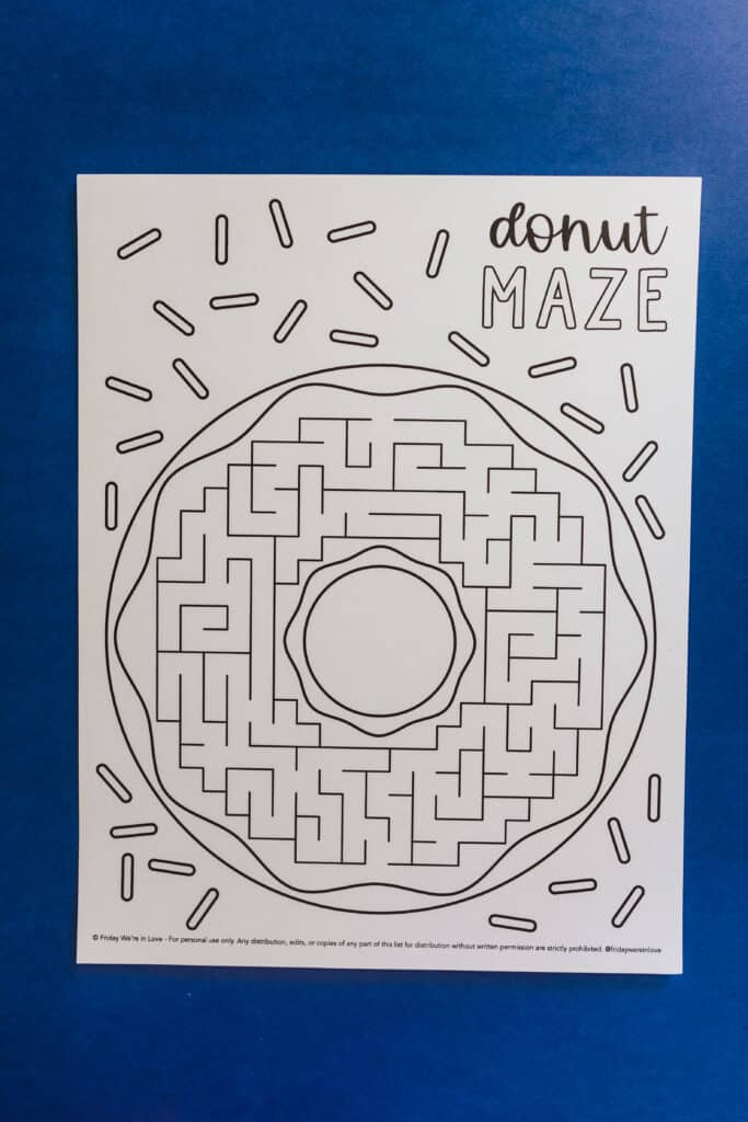 Printable donut maze. 