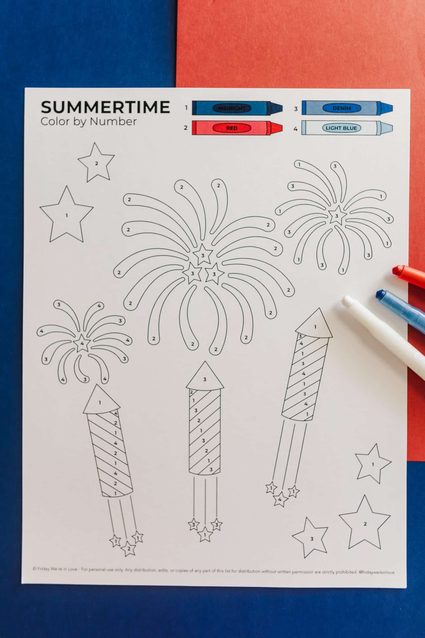 Fun 4th of July Color by Number Printable! 