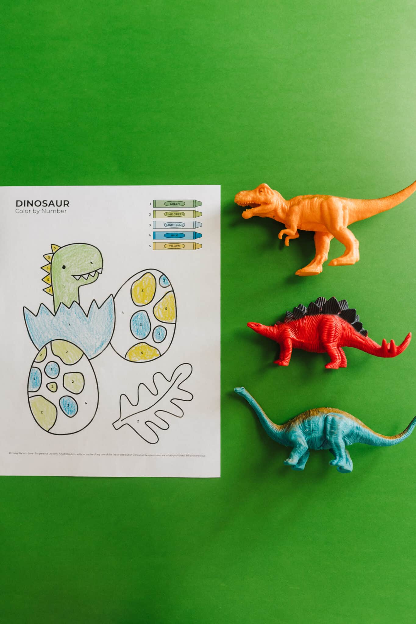 Free Printable Dinosaur Color by Number. 