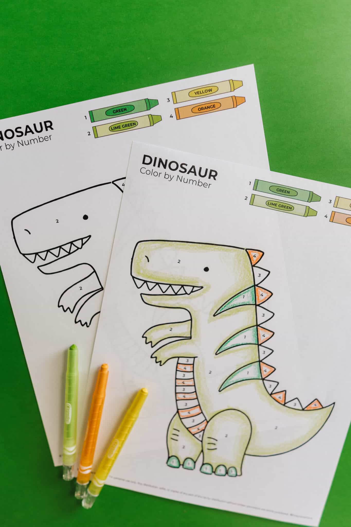 T Rex Color by Number Dinosaur Printable.