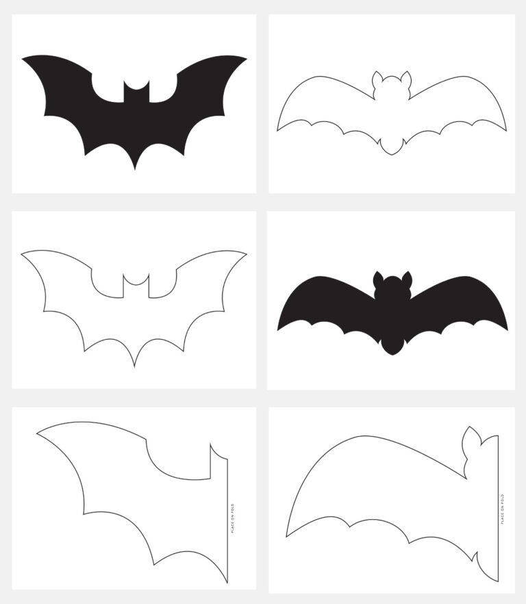 Six different printable bat templates.