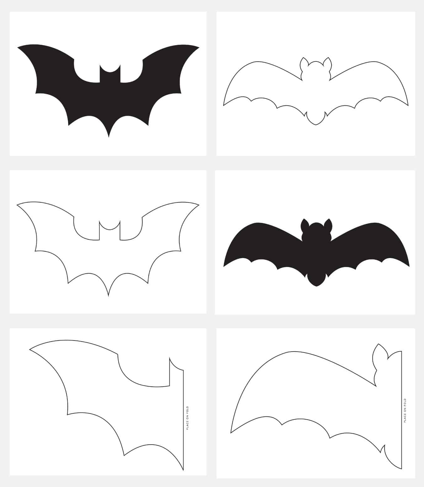 Free Printable Bat Templates with six different options. 