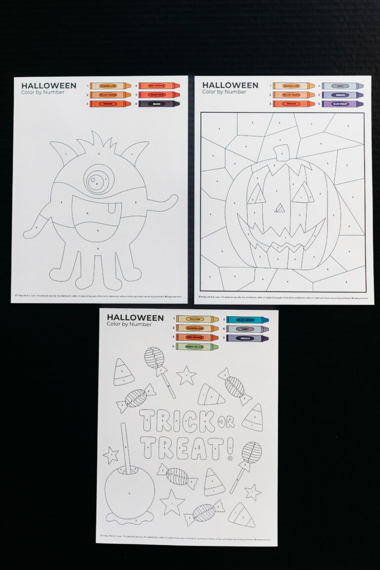 Halloween Color By Number Printables printed and ready to color.