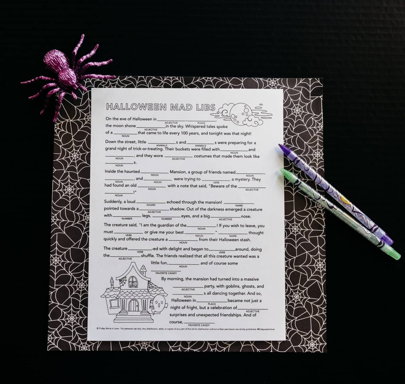 Halloween Mad Libs printable download.