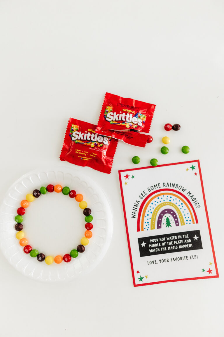 Elf Skittles Rainbow Science Experiment with Free Printable - Friday We ...