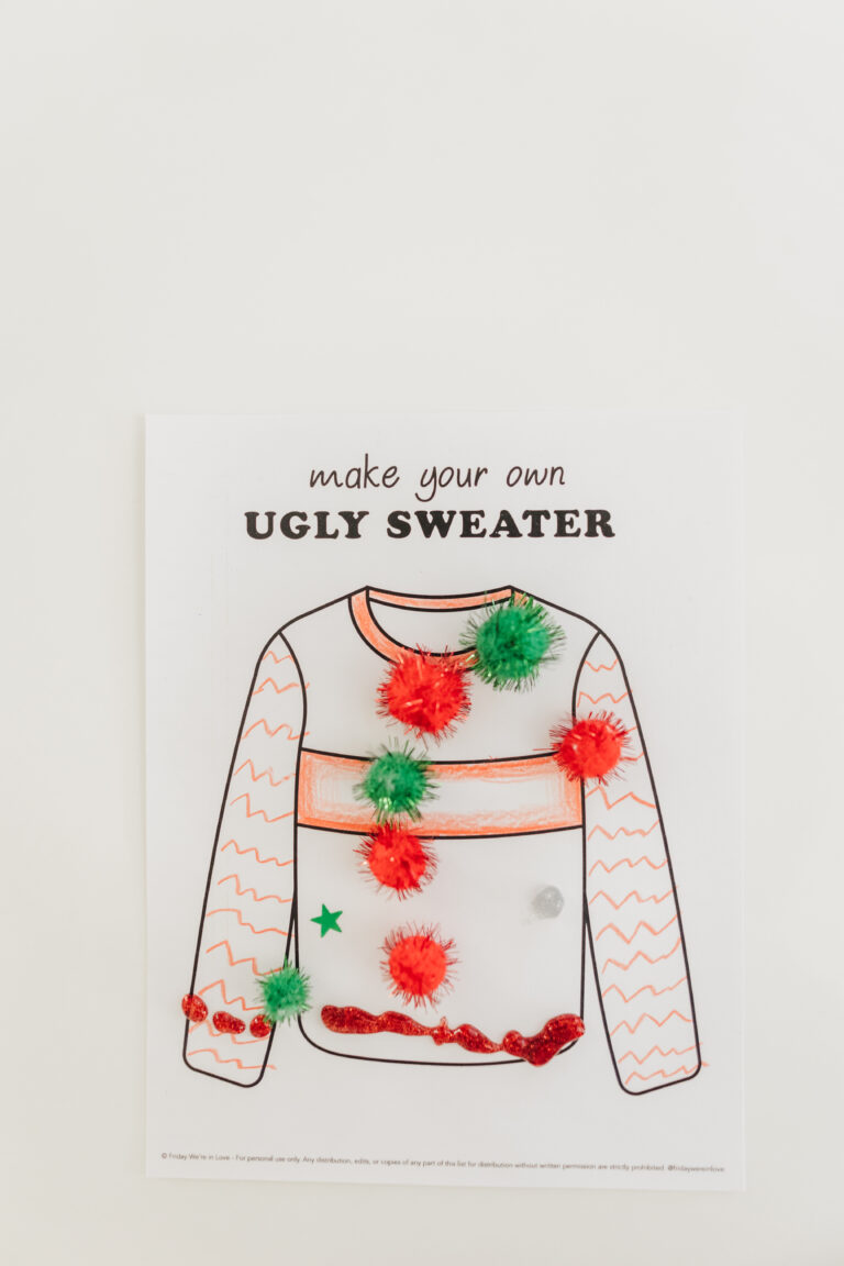 Example of Ugly Sweater craft ideas with free ugly sweater template.