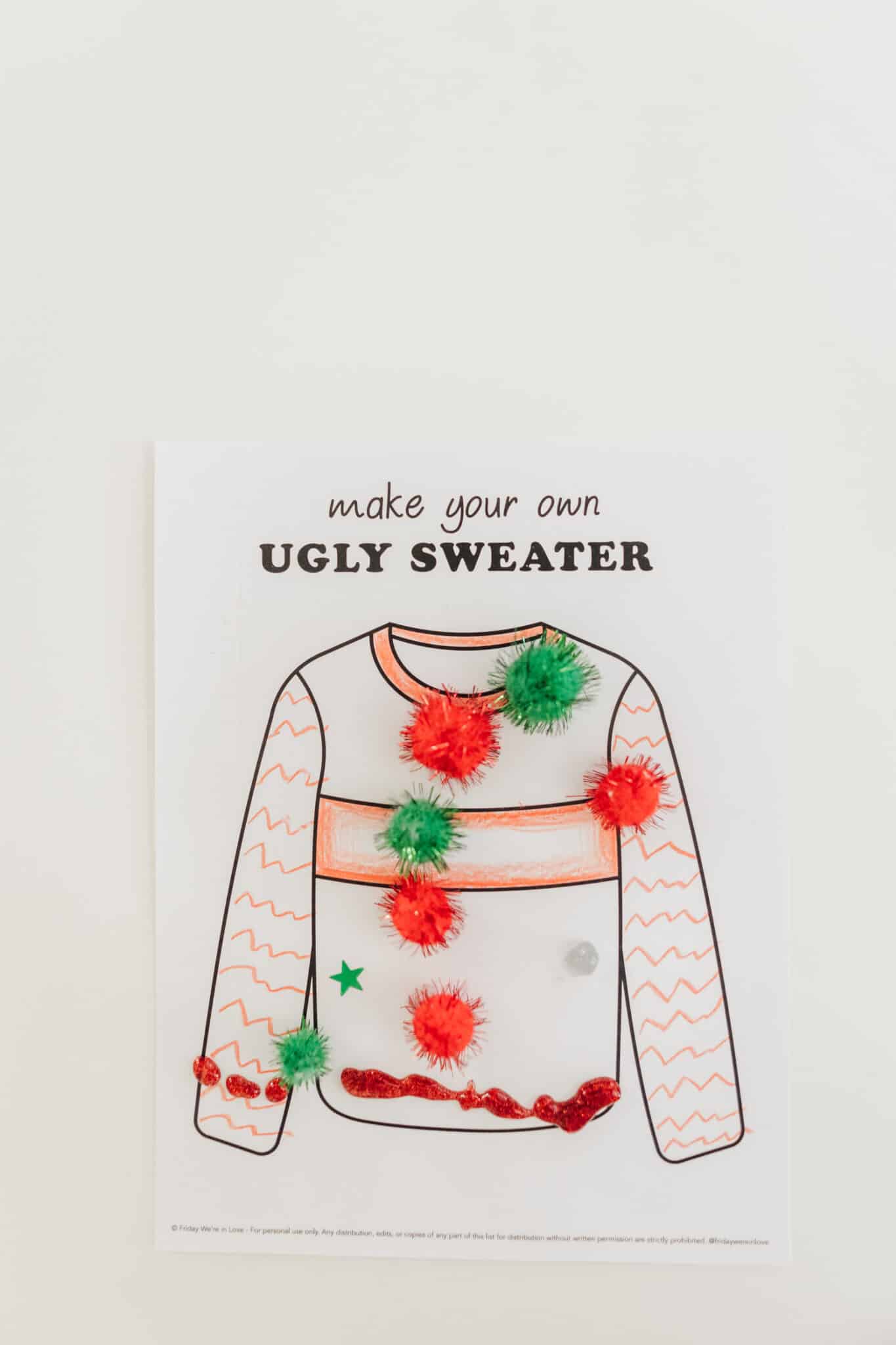 Example of Ugly Sweater craft ideas with free ugly sweater template. 