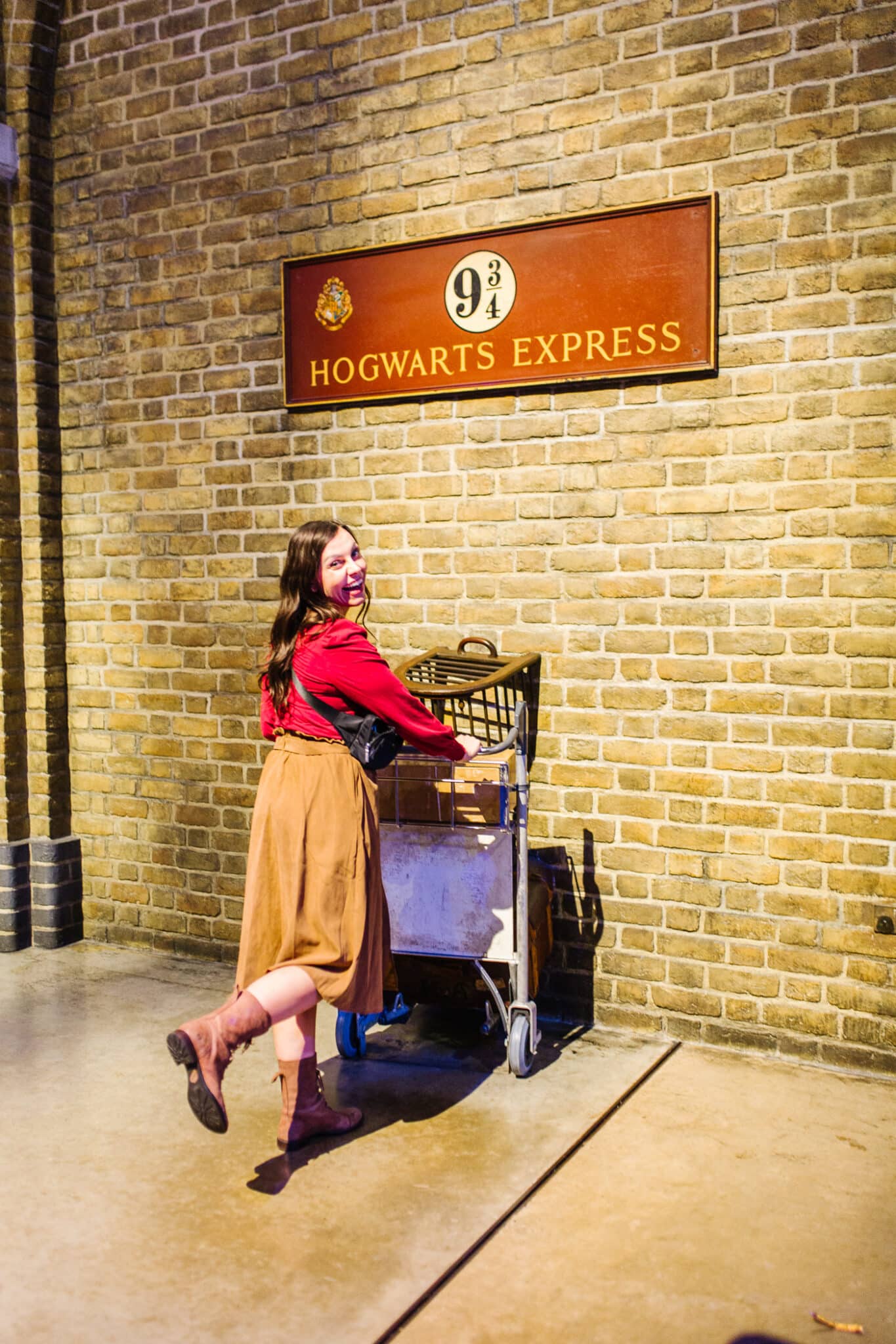 Platform 9 3/4s at the Harry Potter Studio Tour in London. 