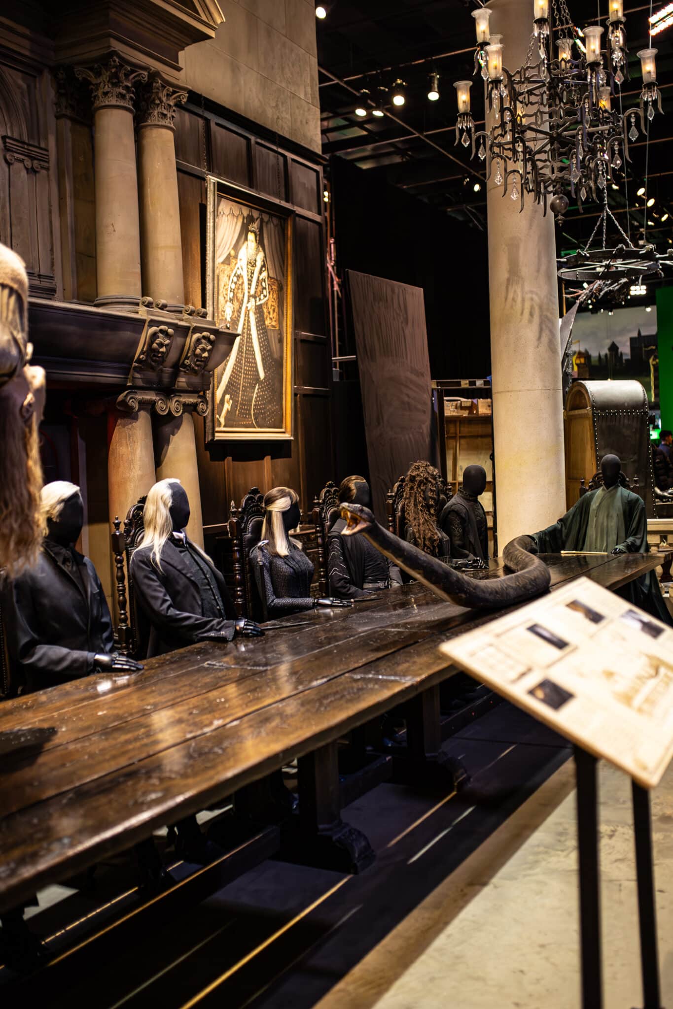 The set of the Death Eaters around the table at Malfoy Manor at the Making of Harry Potter Studio Tour in London. 