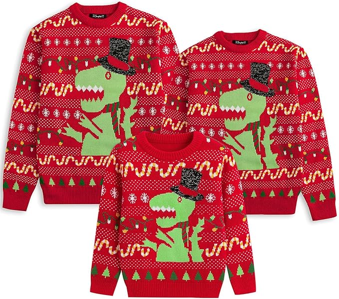 Dinosaur ugly Christmas sweater for kids. 