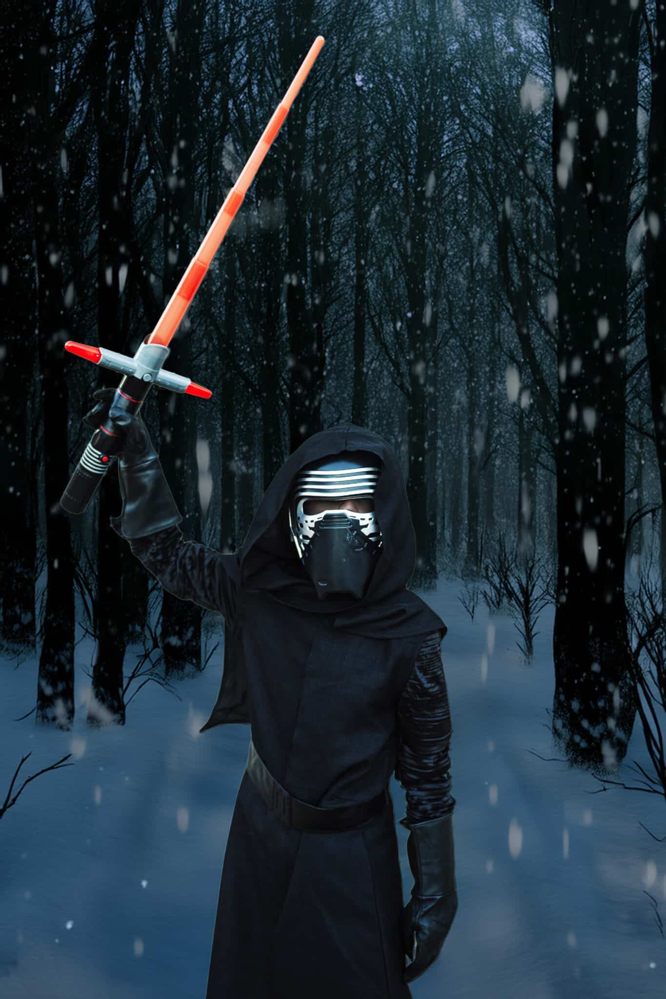 Kylo Ren Costume in Star Wars The Force Awakens setting.