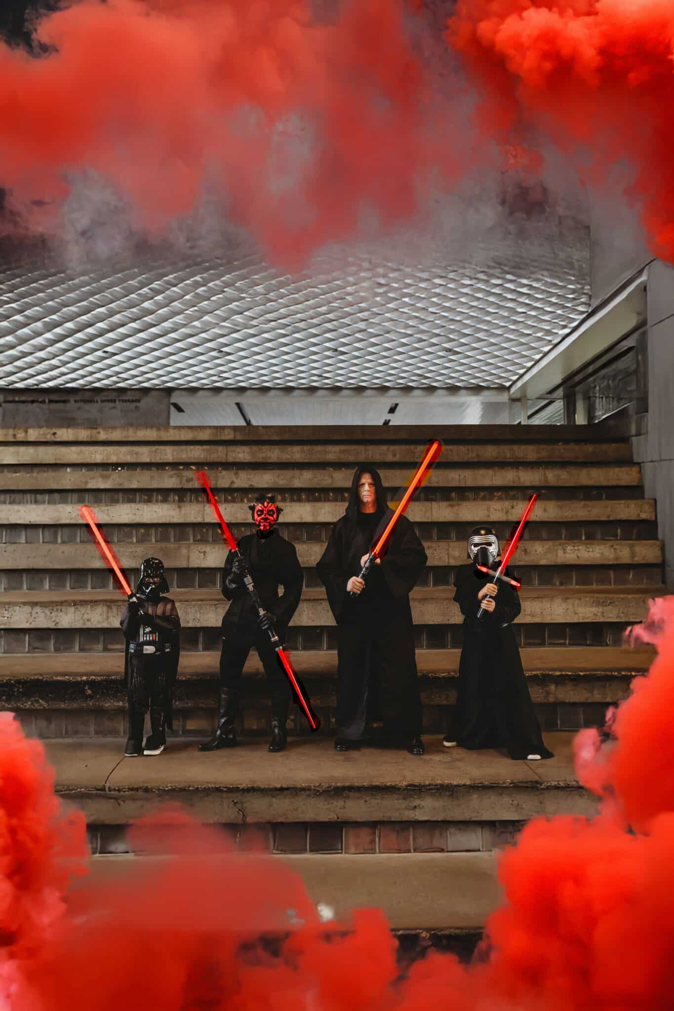 Star Wars Costume family dressed in Sith costumes showing the Star Wars villains.
