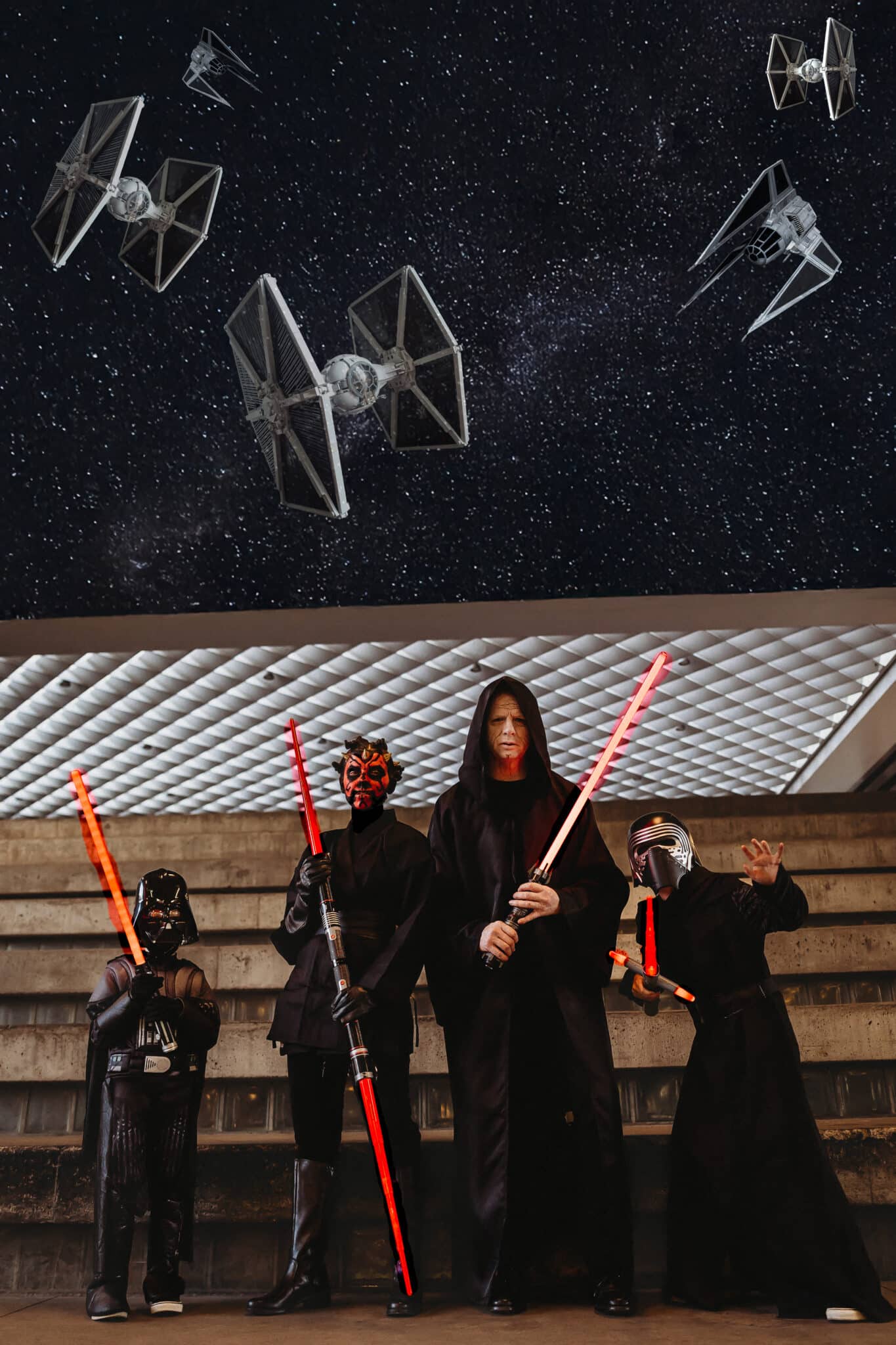 Star Wars Villains Costume. Darth Vader kids costume, Darth Maul costume, Emperor Palpatine costume, and Kylo Ren family Star Wars costumes.
